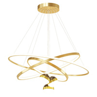 Lustre Suspendu Design Haut de Plafond 4 Anneaux en Acier LED Rond Moderne Aluminium Nordique de Luxe pour Restaurant