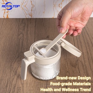 Contenitori in Vetro Rotondi da 300ml per Condimenti, <span class=keywords><strong>Sale</strong></span> e <span class=keywords><strong>Zucchero</strong></span> con Manico in Plastica e Coperchio Automatico, Utensili da Cucina all'Ingrosso - Product Image 4