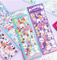 Autocollants arc-en-ciel : Autocollants scintillants d'animaux de dessin animé pour scrapbooking et décoration de journal, 2 pièces par feuille