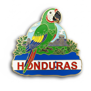 Aimants de réfrigérateur personnalisés en émail du Honduras, design perroquet et <span class=keywords><strong>ruine</strong></span> maya, aimants de réfrigérateur souvenirs drapeaux du Honduras tendance, vente en gros - Product Image 1