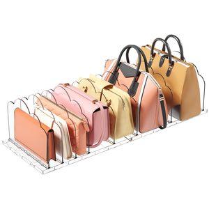 2 packs de séparateurs d'étagères réglables en plastique pour l'organisation des placards, séparateurs transparents pour sacs à main. - Product Image 1