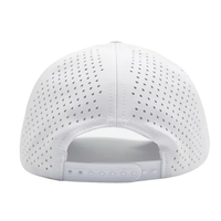 Op maat gemaakte blanco touwhoed 5-delige geperforeerde performance cap lasergesneden wit verstelbare snapback groothandel OEM lage minimale bestelhoeveelheid