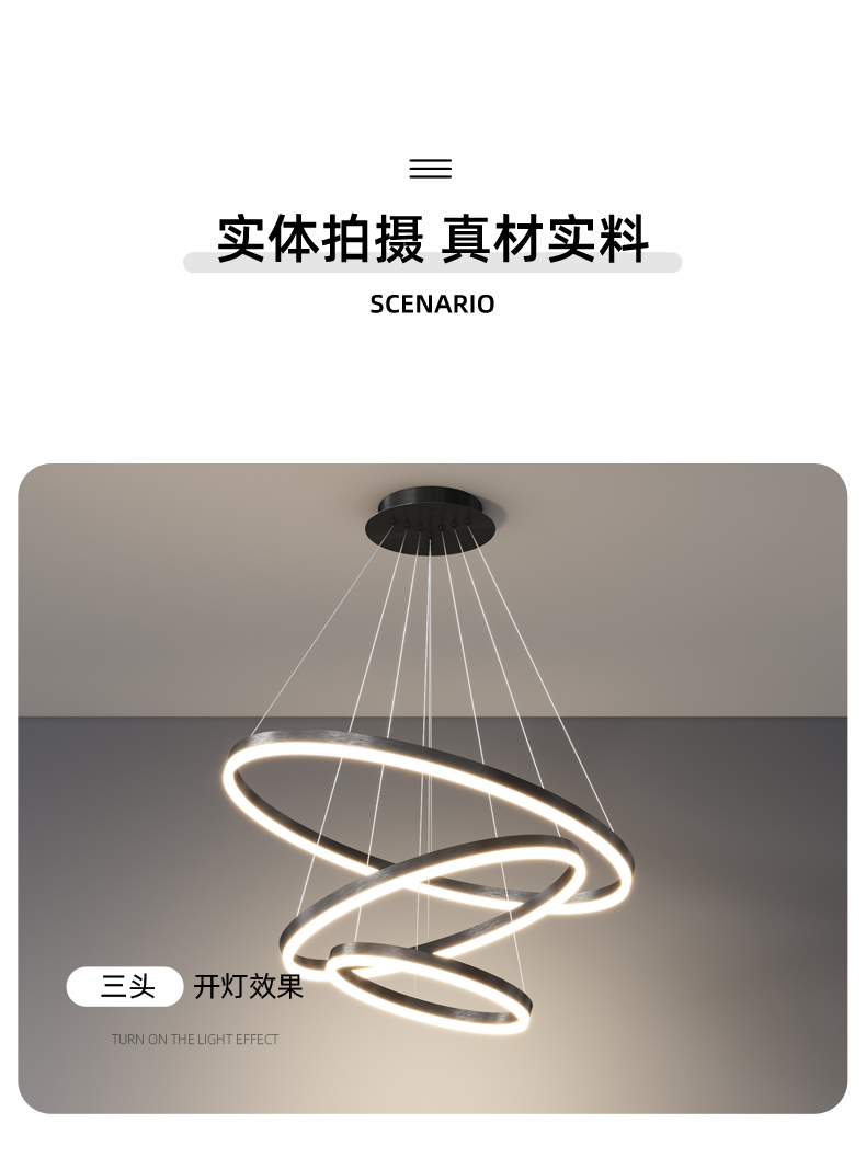 Modern Contemporary Minimalist Luxury Circle Globe Gold Ring Dining Room Ceiling Hanging Black LED Chandeliers Pendant Lights