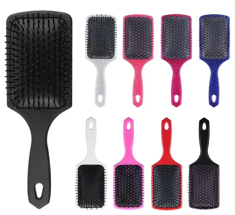 ABS Spruzzo di Vernice Elastica Custom Pettine Magia Nera Su Ordinazione Dei Capelli Colore Paddle Brush con il Logo Per Le Donne Degli Uomini