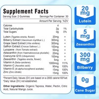 Gummies à la Lutéine pour la Santé Visuelle, Complément Alimentaire avec Extrait de Myrtille et de Pépins de Raisin, Lutéine avec Zéaxanthine, B-Carotène, CoQ10