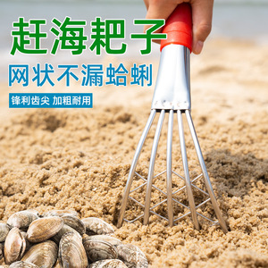 Rastrillo de jardín de acero inoxidable Airi Shield con mango de madera, herramienta para explorar la playa - Product Image 4