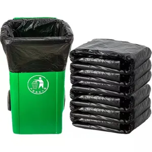Özel plastik Pe 55-60 galon yüklenici çöp çöp torbaları çapraz kravat 3.0 Mil büyük siyah ağır çöp torbaları