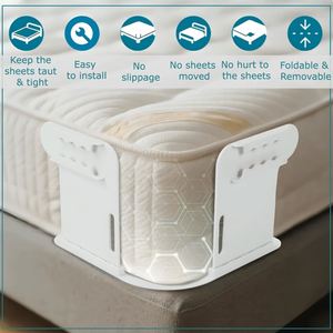 4 attaches d'angle robustes en plastique pour matelas – Sangles pratiques pour fixer les draps – Fini les draps qui glissent – Supports de draps - Product Image 2
