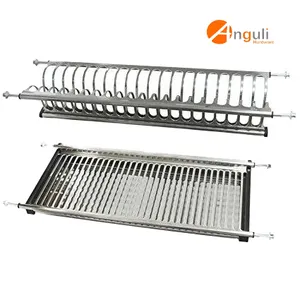 Escurridor de vajilla de acero inoxidable para cocina, armario único colgante, estante de Metal no plegable