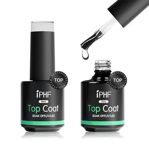 IPHF Hema免费透明面漆凝胶底和面漆指甲油无擦拭高光紫外线面漆