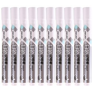 Deli S557 White Permanent Marker 12mm Oil-based Large Tip For Fabric Board Writing - Product Image 2