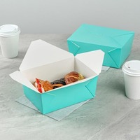 Emballage alimentaire jetable en papier kraft biodégradable personnalisé, étanche, à emporter, boîte à lunch rectangulaire réutilisable, boîte à sandwich