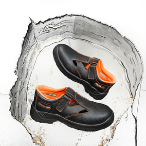 WANJINDING Zapatos de Trabajo de Verano de Cuero Genuino, Transpirables, con Cierre de Velcro, Sandalias de Protección Laboral Resistentes a Pinchazos - Product Image 3