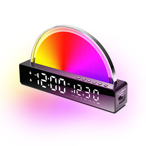 Horloge numérique de décoration intérieure, son de la nature, <span class=keywords><strong>radio</strong></span> FM, réveil avec date et température, bruit blanc, horloge de bureau, lumière de réveil au lever du soleil - Product Image 6