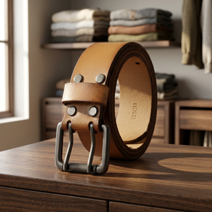 Ceinture Formelle Homme Vintage en Cuir de Vachette Marron Naturel Écologique avec Boucle en Acier, Légère et Imperméable, Personnalisable OEM, En Promotion - Product Image 1