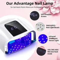 Lampe à ongles non rechargeable 96W avec poignée, sécheuse de vernis gel, machine de manucure, lumière UV pour ongles, lampe UV LED professionnelle pour ongles