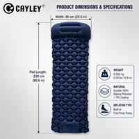 Matelas de camping auto-gonflant avec pompe à pied intégrée, imperméable, en TPU et polyester, pour la randonnée et le trekking en plein air