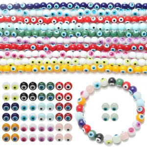 Hot Diy Handmade Jewelry Making Bracelets Beaded Materials Bulk Wholesale Evil Eyes Round Glass Loose Beads