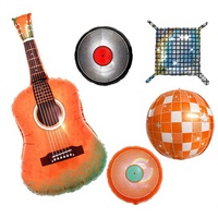 Ballons en Mylar Premium en Nylon pour Guitare, Disque Vinyle, Disco, Thème Musique Rock Rétro Années 70 80, Décorations de Fête d'Anniversaire