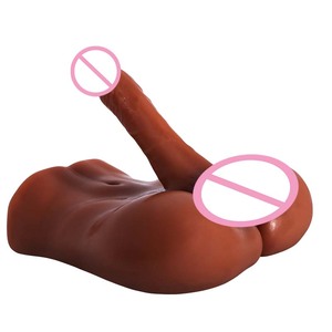 7,7 lb Braun mit großem <span class=keywords><strong>Dildo</strong></span> Fleischige Sex puppe Männliche und weibliche Masturbation puppe Sexspielzeug für Männer Halbkörper - Product Image 4