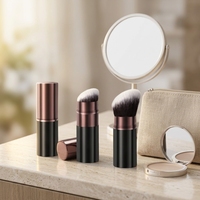 Lot de 2 pinceaux de maquillage Kabuki rétractables, pinceaux cosmétiques de voyage pour fond de teint liquide, blush, poudre libre