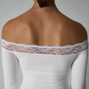 SK1344 Sexy dentelle une épaule robe couleur unie à manches longues dentelle jupe courte pour les femmes maigre robe confortable - Product Image 4