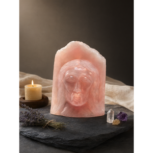 Mágnifica talla del Señor Jesús en piedra de cuarzo rosa natural, tallada a mano en piedras preciosas, cristal/reiki - 6 pulgadas y 1,92 kg - Product Image 3