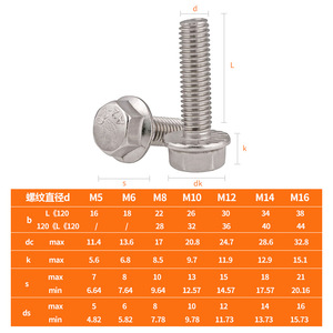 Pernos hexagonales de acero inoxidable 304 Faraway M5 M6 M8 M10 M12 M14 M16 totalmente roscados con arandelas GB5789 - Product Image 1