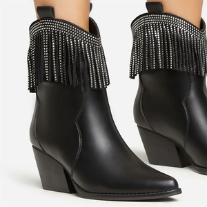 <span class=keywords><strong>Stivali</strong></span> da Cowboy con strass alla moda da donna <span class=keywords><strong>stivali</strong></span> con <span class=keywords><strong>tacco</strong></span> <span class=keywords><strong>medio</strong></span> in pelle di tendenza - Product Image 4