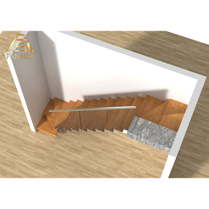 <span class=keywords><strong>Escalier</strong></span> droit intérieur <span class=keywords><strong>sur</strong></span> <span class=keywords><strong>mesure</strong></span> avec marches en bois massif pour projet résidentiel de villa - Product Image 4