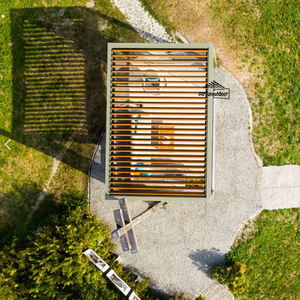 Pergola écologique de 3x3m avec stores latéraux motorisés pour toit à persiennes en aluminium enduit de poudre de LED, style <span class=keywords><strong>pergula</strong></span> anti-rongeurs gris - Product Image 3