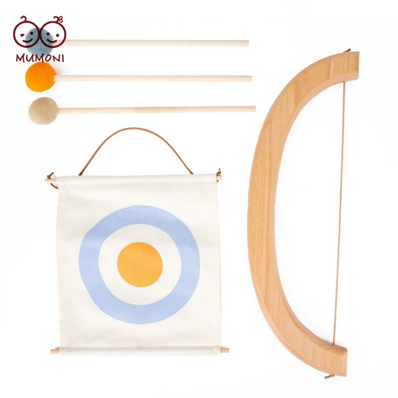 Fashion kids archery game safe and cute shooting game children sports bow and arrow wooden toy