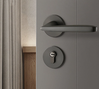 Poignée de porte moderne en zinc avec serrure, finition noir mat, roseau rond, quincaillerie de porte intérieure pour appartement, maison, bureau