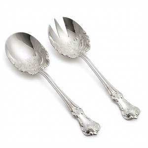 Elegante Juego de Cuchara y Tenedor de Metal con Diseño Ornamentado, Acabado de Alto Brillo, Apto para Lavavajillas, Ideal para Bodas - Product Image 1