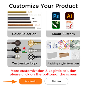 Tringles à rideaux extra longues en fer noir, construction durable, tringles à rideaux décoratives, double tringle à rideaux, tringle à rideaux de 7 pieds - Product Image 5