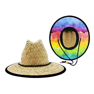 Straw Hat Kids Sun Protection Sombrero Outdoor Kids Custom Lifeguard Beach Wide Brim Summer Children Straw Hats