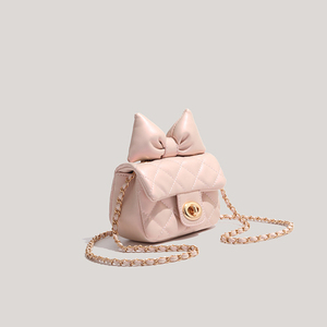 Low MOQ Summer Women Fashion Handbag Bow Ballet Design Diamond Lattice Rhinestone Chain Crossbody <b>Purse</b> - Product Image 1