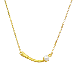 Collier pendentif minimaliste en argent 925 plaqué or UM Jewelry, perle d'eau douce naturelle, unisexe/hommes/femmes, cadeau certifié NGTC - Product Image 2