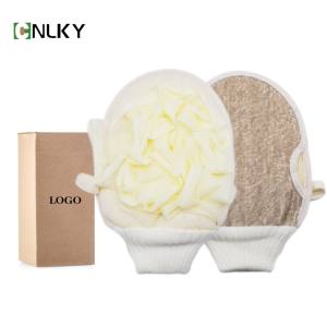 Gants exfoliants double face en maille moussante pour le bain, serviette de dos et du corps, tampon exfoliant pour éliminer les peaux mortes - Product Image 1