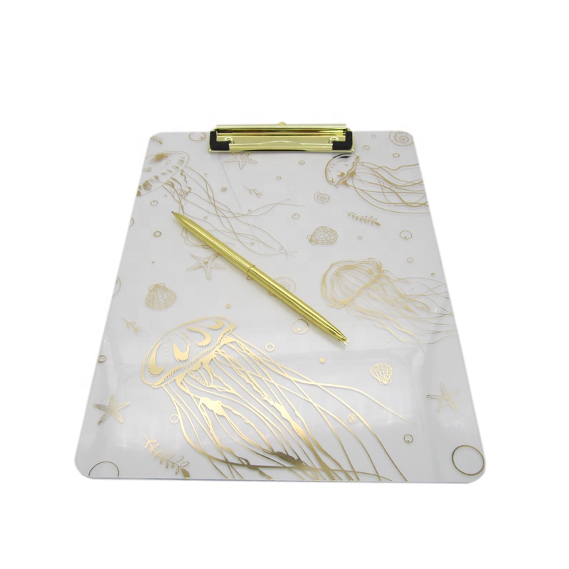 Высококачественная Студенческая используемая лазерная печать Медузы ПММА позолоченная качественная акриловая клипса с золотой металлической клипсой акриловая доска