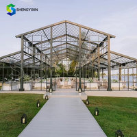 Grande Tente de Réception de Luxe en Aluminium avec Mur en Verre Transparent, Atrium, Orangerie, Salle de Fête, Tentes de Mariage pour 200 Invités