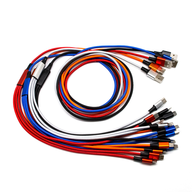 Nylon Braided Multiple USB Cable Universal 3 in 1 Charging Cord