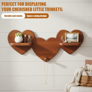 Mingxu Wooden Heart Shaped Wall <b>Shelf</b> Storage <b>Rack</b> For Living Room Display - Product Image 3
