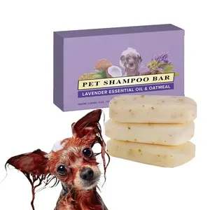 Barra de champú natural para mascotas, lavanda y avena, calmante, antipicazón, hidratante, limpiador suave para perros y gatos, jabón de aseo - Product Image 1