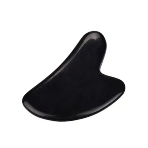 Placa de gua sha em forma de coração, ferramentas de massagem para raspar, cristal natural, pedra de obsidiana preta, pedra gua sha