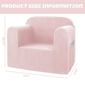 Children's <b>Sofa</b> High Density Foam Soft Corduroy <b>Material</b> Machine Washable Removable Cover Reading Chair For Kids - Product Image 5