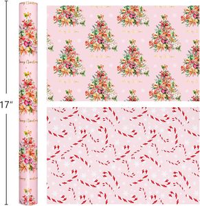 Christmas <b>gift</b> wrapping paper Original aluminum coated <b>bow</b> shaped Christmas tree Double sided printed candy cane Customizable - Product Image 2