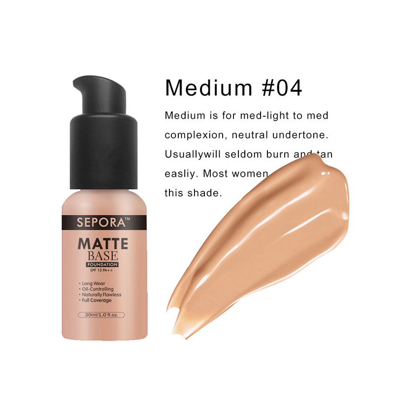 Professional Private Label Soft Matte Waterproof Full Foundation Make Up Makeup Long Lasting water base Liquid Foundation