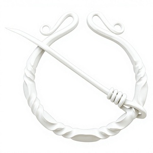 High Quality Handmade Stainless Steel Platinum Plated Forged Medieval Hand <b>Ring</b> Children's Penannular Fibula Cloth/Cloak - Product Image 1