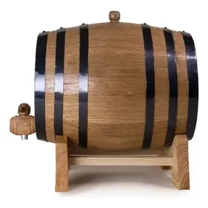 Barril de Madera de 10L con Anillo Negro para Almacenamiento de Licores y Cerveza con Soporte - Product Image 2